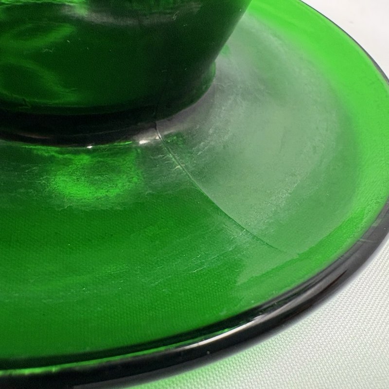 Vintage Fenton Emerald Green Snowcrest Glass Flower Pot Planter Attached Saucer